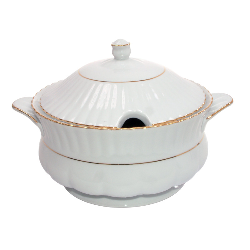 Waza Porcelana Chodzież Iwona 25 l biała złoty pasek
