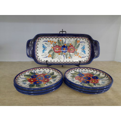 BOLESŁAWIEC ZESTAW DO CIASTA TACKA Z TALERZYKAMI 6 OSÓB DEK 149 GAT 1