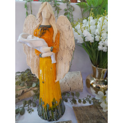 ANIOŁ CERAMICZNY RĘCZNIE RZEŹBIONY