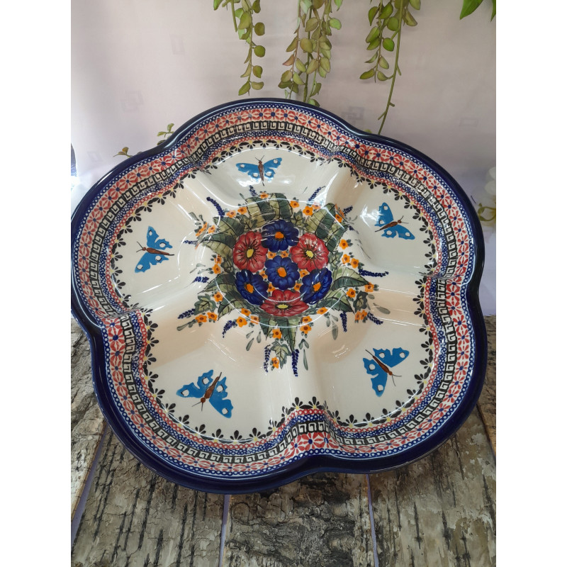 BOLESŁAWIEC TALERZ PÓŁMISEK DZIELONY NA PRZYSTAWKI BAKALIE 1956 DEK 149