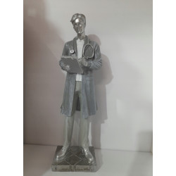 Figurka mężczyzna lekarz Pan doktor biały srebrny stetoskop figura pomoc