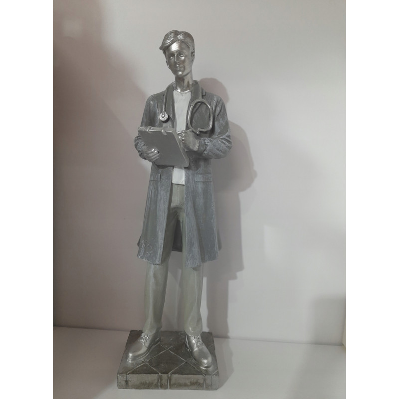 Figurka mężczyzna lekarz Pan doktor biały srebrny stetoskop figura pomoc