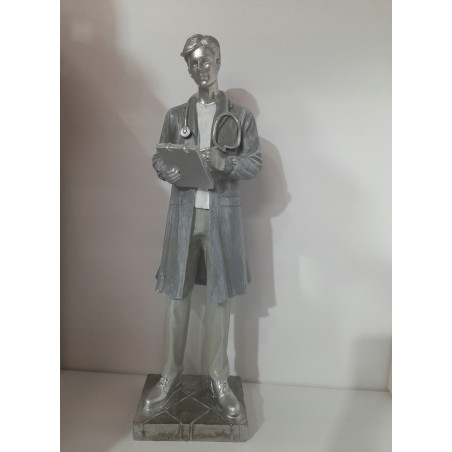 Figurka mężczyzna lekarz Pan doktor biały srebrny stetoskop figura pomoc