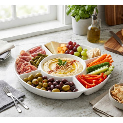 PÓŁMISEK OKRĄGŁY PORCELANOWY NA PRZEKĄSKI PRZYSTAWKI AMBITION SALSA 25 CM
