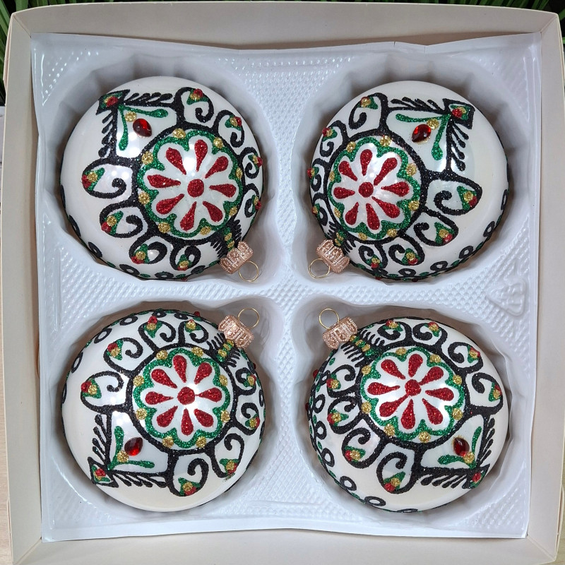 BOMBKI CHOINKOWE SZKLANE POLSKIE 10CM 4SZT